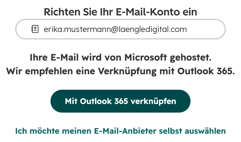 HubSpot, Richten Sie Ihr E-Mail-Konto ein: Die Adresse wird von Microsoft gehostet, Schaltfläche Mit Outlook 365 verknüpfen
